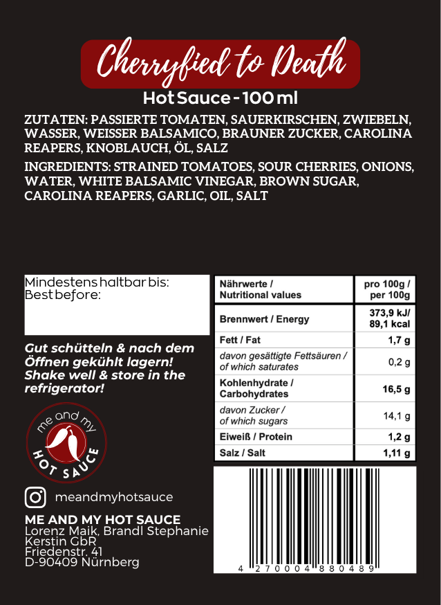Cherryfied to Death Hot Sauce 100 ml
