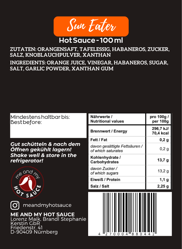 Sun Eater Hot Sauce 100 ml
