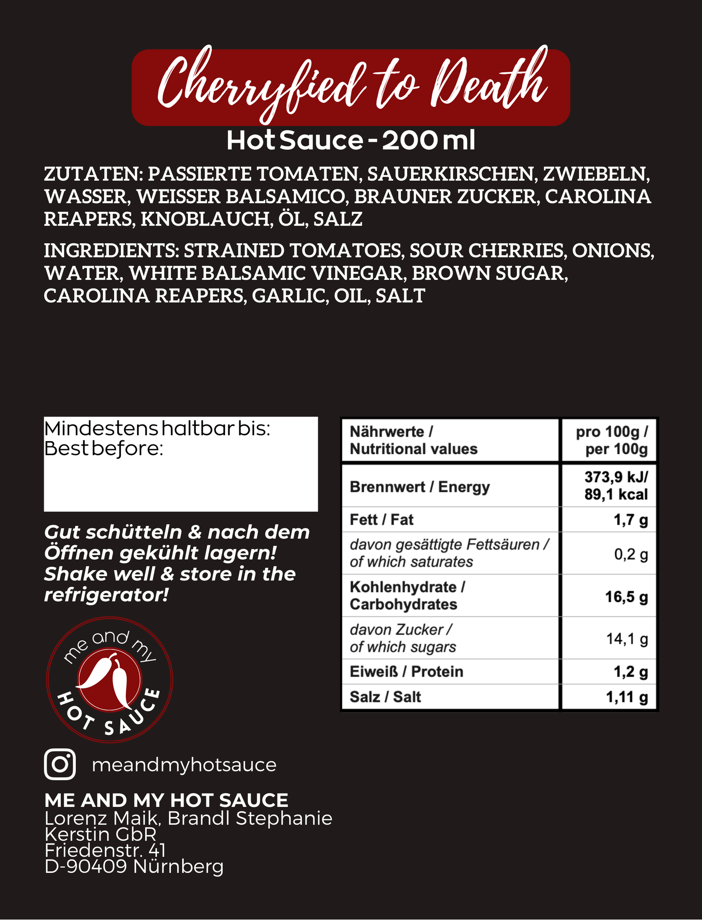 Cherryfied to Death Hot Sauce 200 ml